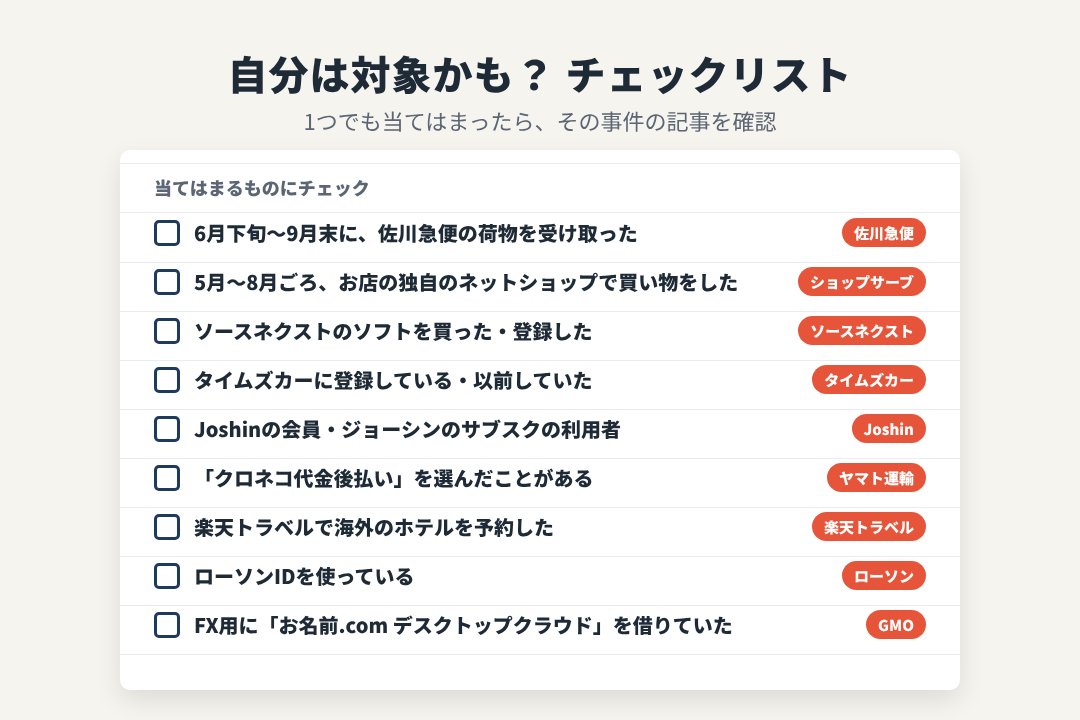 自分が対象かもしれない人のチェックリスト